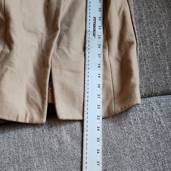 Elevenses Anthropologie Wool Blend Tan Trench Coat with Knit Accents - Picture 12 of 13